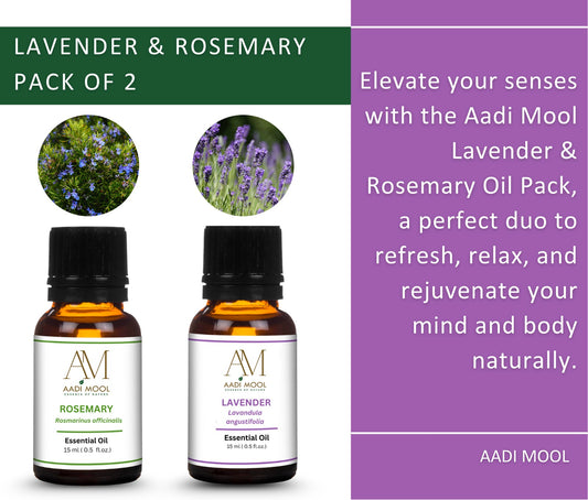 Rosemary and Lavender Essential Oil Diffuser, Skin, Hair & Home Fragrance Pack of 2-15ML