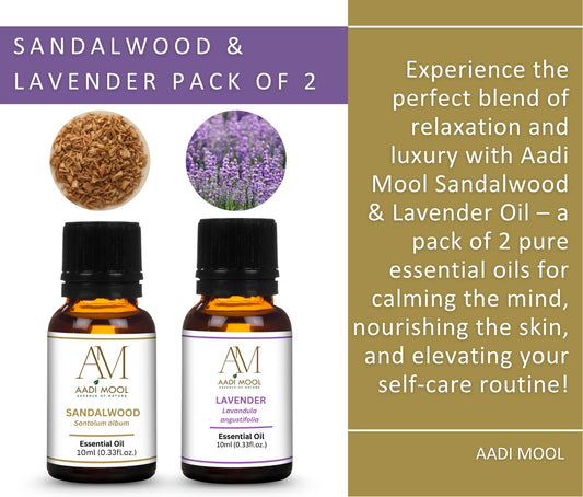 Sandalwood & Lavender Oil Set for Diffuser, Skin & Relaxation