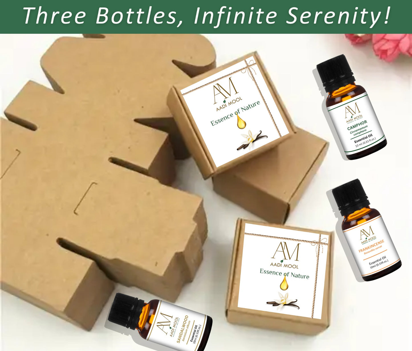 Camphor, Frankincense & Sandalwood Essential Oils Pack Of 3-10ML