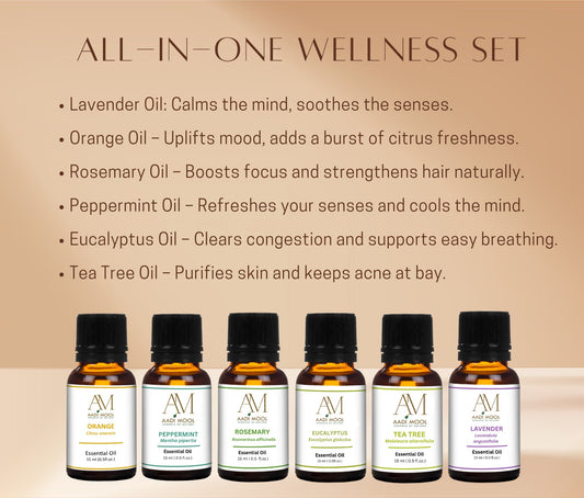 Essential Oils Pack of 6 – Orange, Peppermint, Rosemary, Eucalyptus, Tea Tree & Lavender | Aromatherapy, Diffuser & Relaxation Gift Set -15ML (each)
