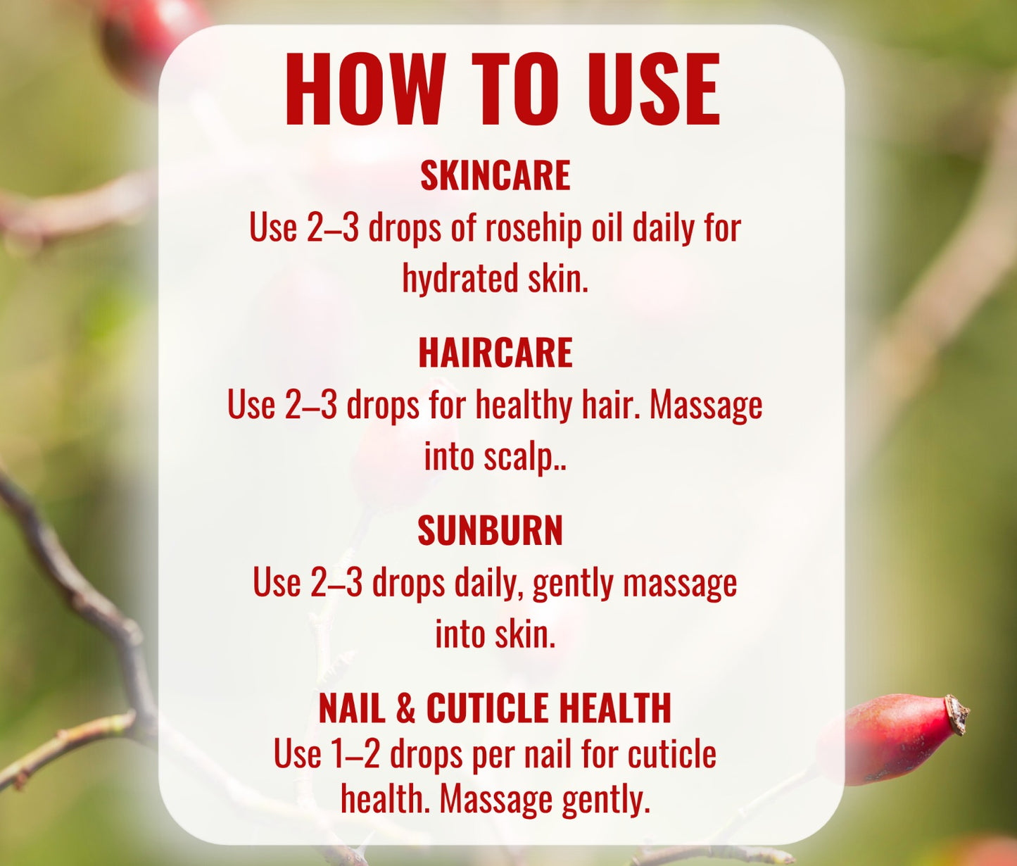 Cold Pressed Rosehip Oil for Glowing Skin, Reduces Fine Lines & Acne Scars