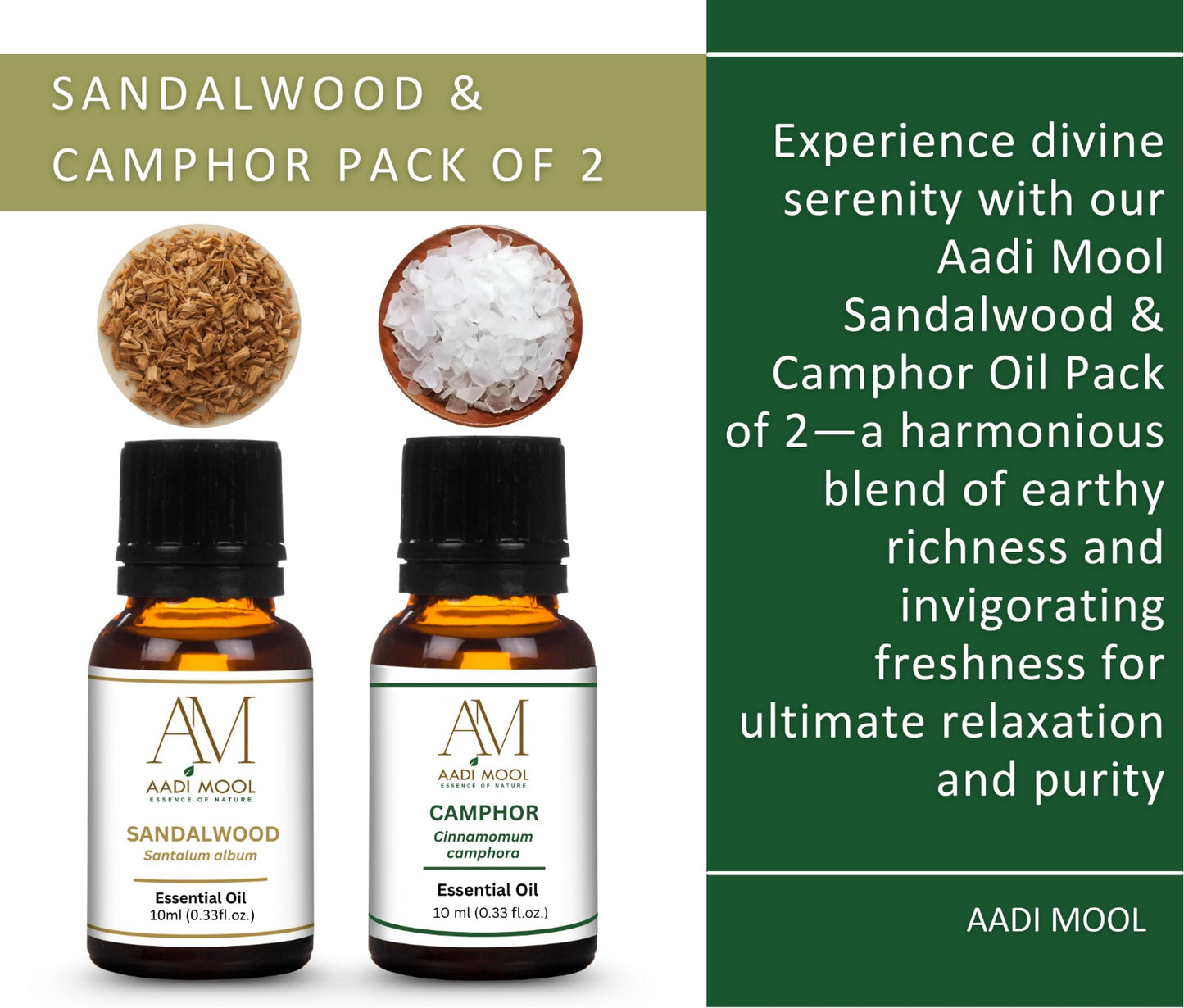 Camphor & Sandalwood Essential Oil – Pooja, Diffuser & Aromatherapy