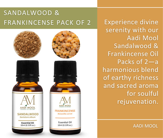Sandalwood & Frankincense Oil Set for Diffuser, Massage, & Relaxation