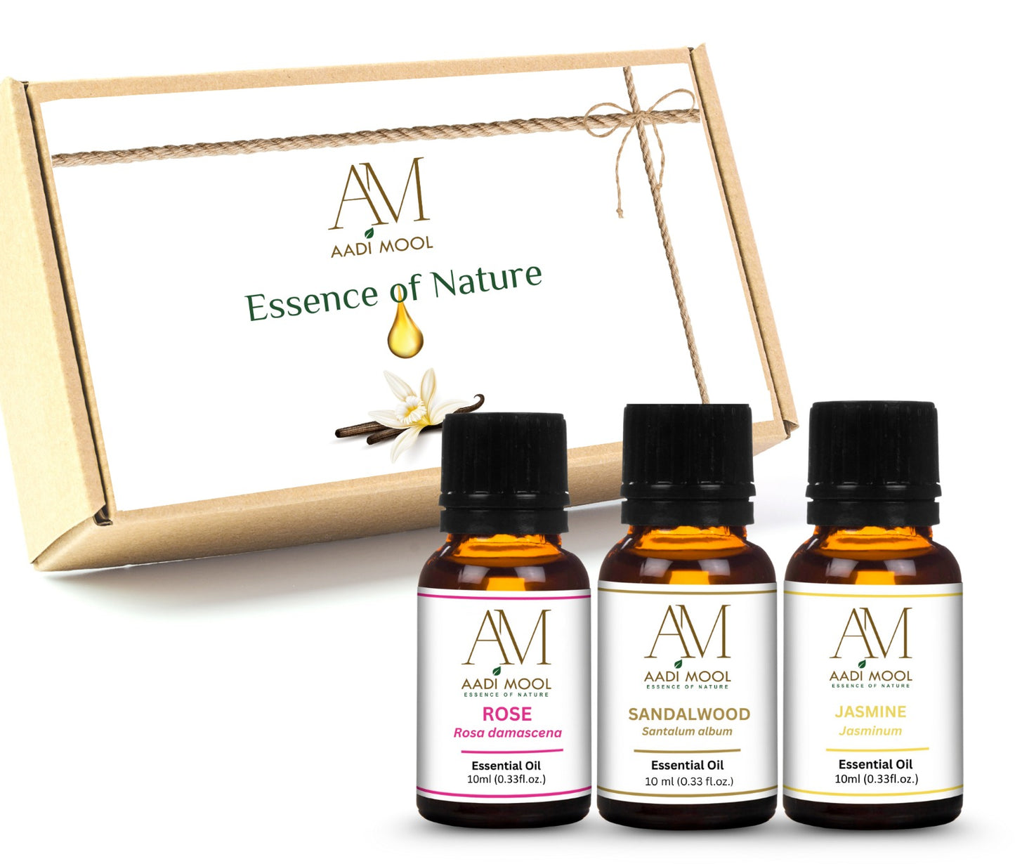 sandalwood, jasmine, and rose Essential Oil Pack Of 3-10ML