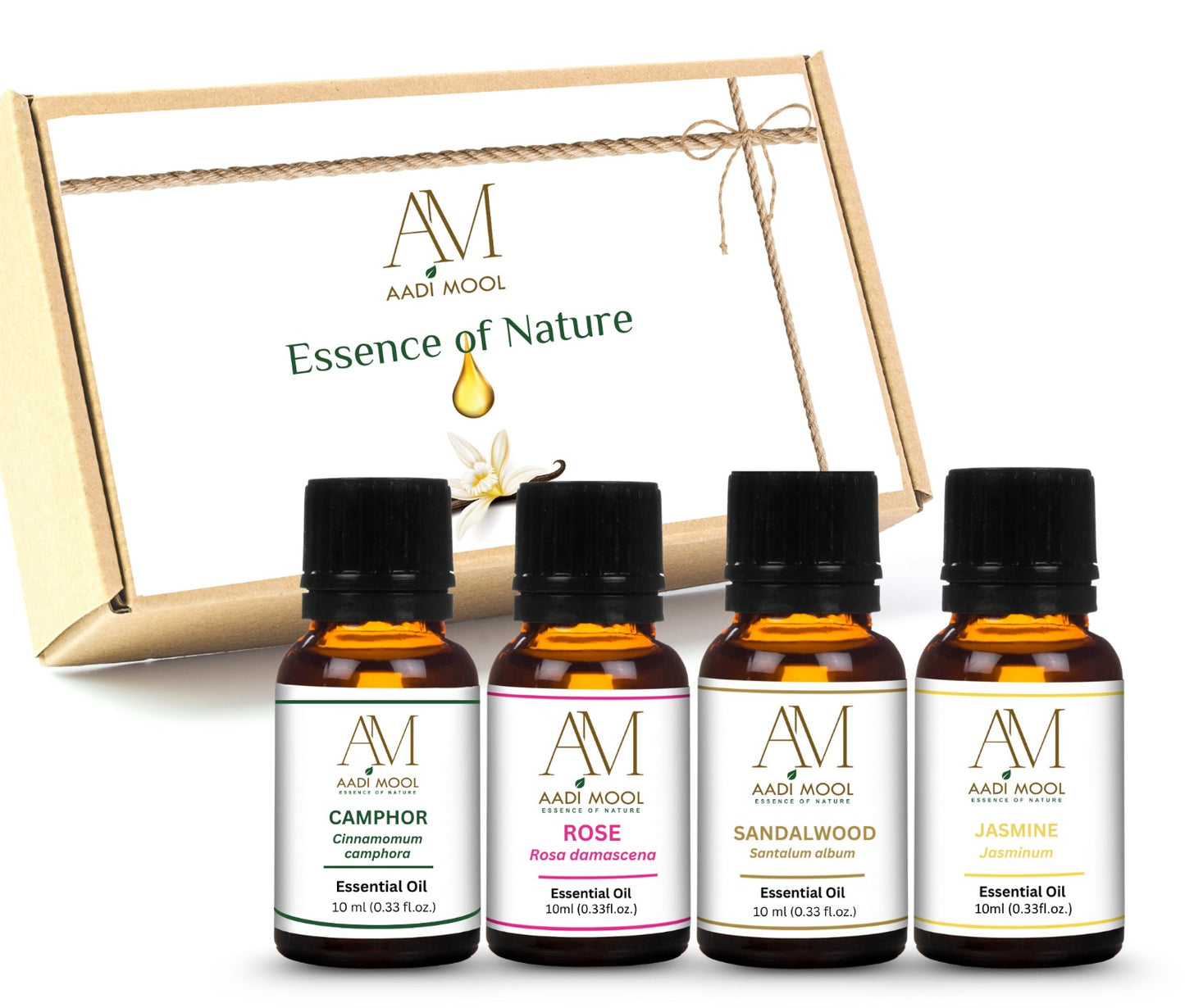 Sandalwood, Jasmine, Rose and Camphor Essential Oil Pack Of 4-10ML