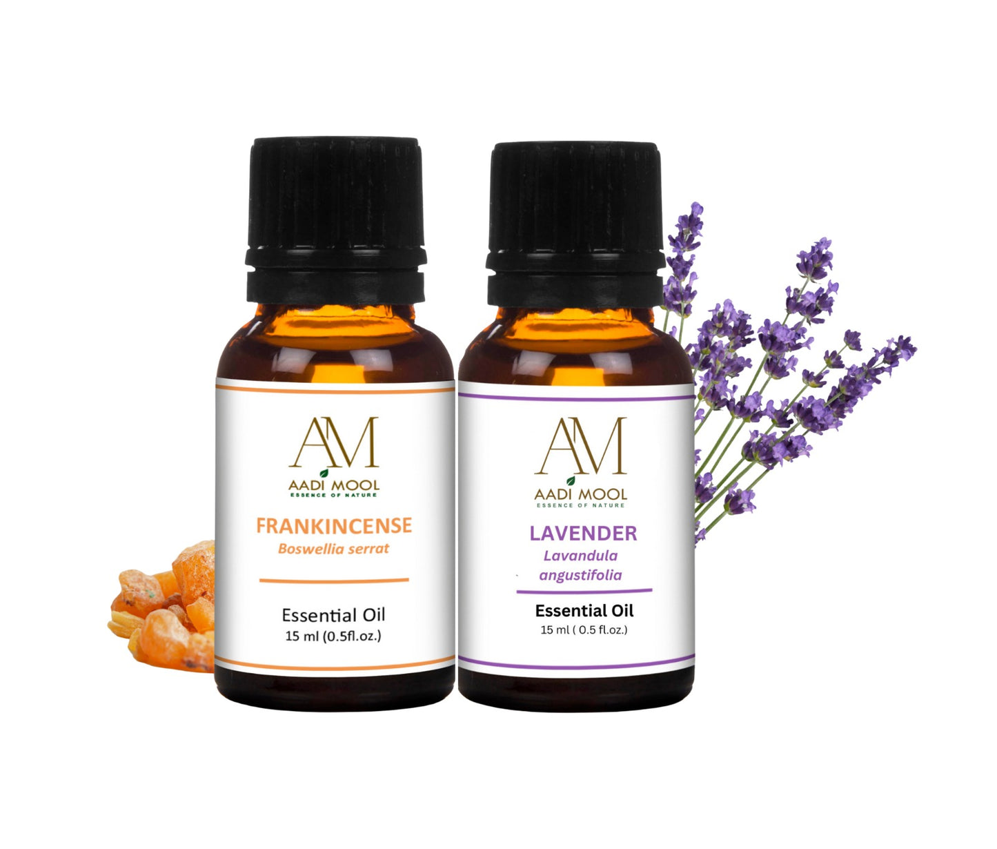 Aadi Mool Frankincense and Lavender Essential Oil For Skin, Hair, Meditation, Diffuser & DIY Pack of 2-15ML