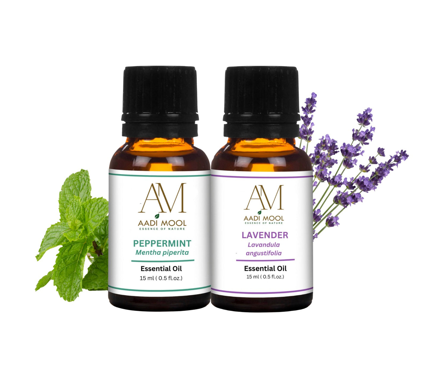 Aadi Mool Peppermint & Lavender Essential Oil for Aromatherapy, Hair, Diffuser & DIY Blends - 15ML