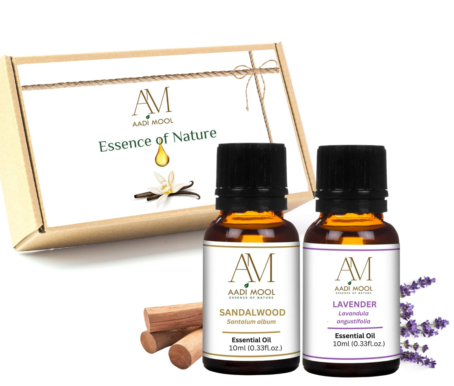 Sandalwood & Lavender Oil Set for Diffuser, Skin & Relaxation