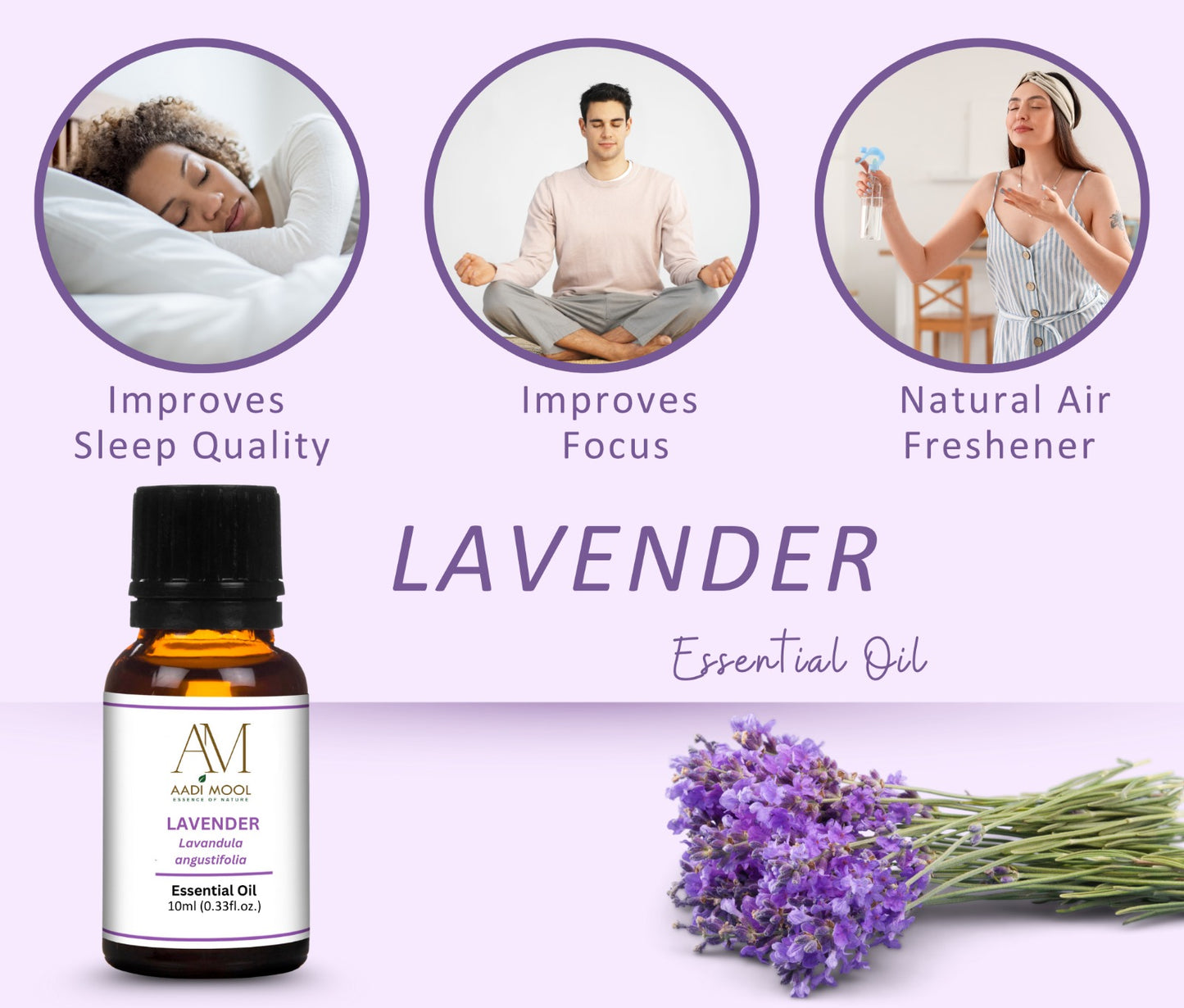 Sandalwood & Lavender Oil Set for Diffuser, Skin & Relaxation