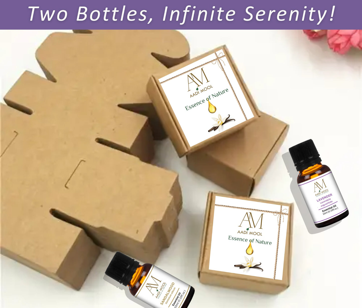 Sandalwood & Lavender Oil Set for Diffuser, Skin & Relaxation